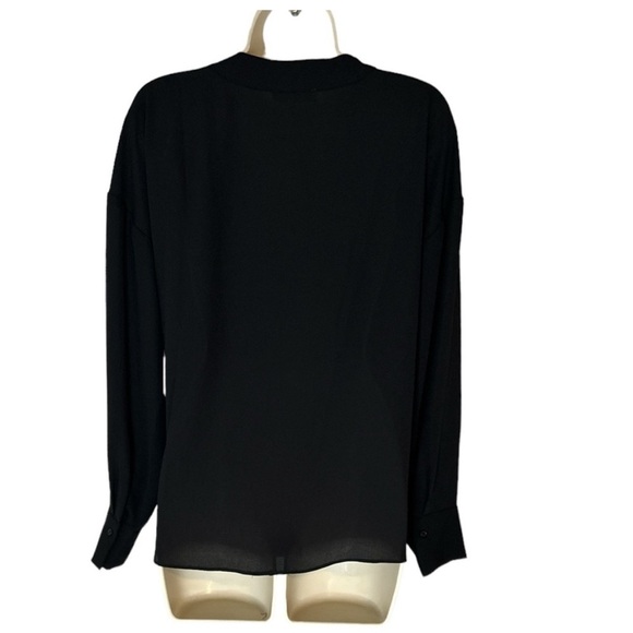 & layered black, lightweight, long sleeve women's top with side tie size M - Picture 2 of 7